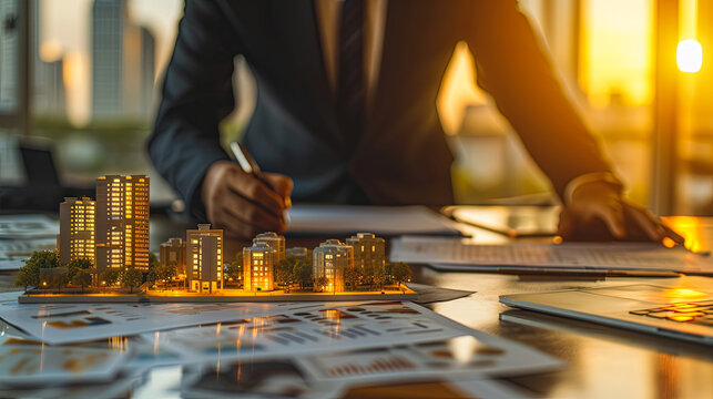 Business meetings about building, concept of sale real estate, construction