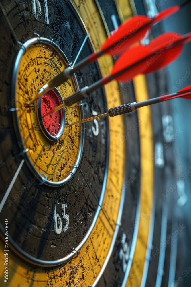 Aufkleber close-up shot of a dart hitting a target, ideal for business concepts