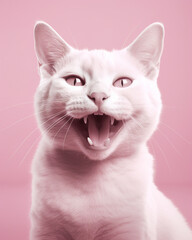 Obraz premium Millennial Pink Happy cat сreated with Generative Ai