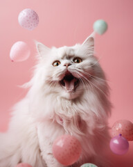 Fototapeta na wymiar Millennial Pink Happy cat сreated with Generative Ai
