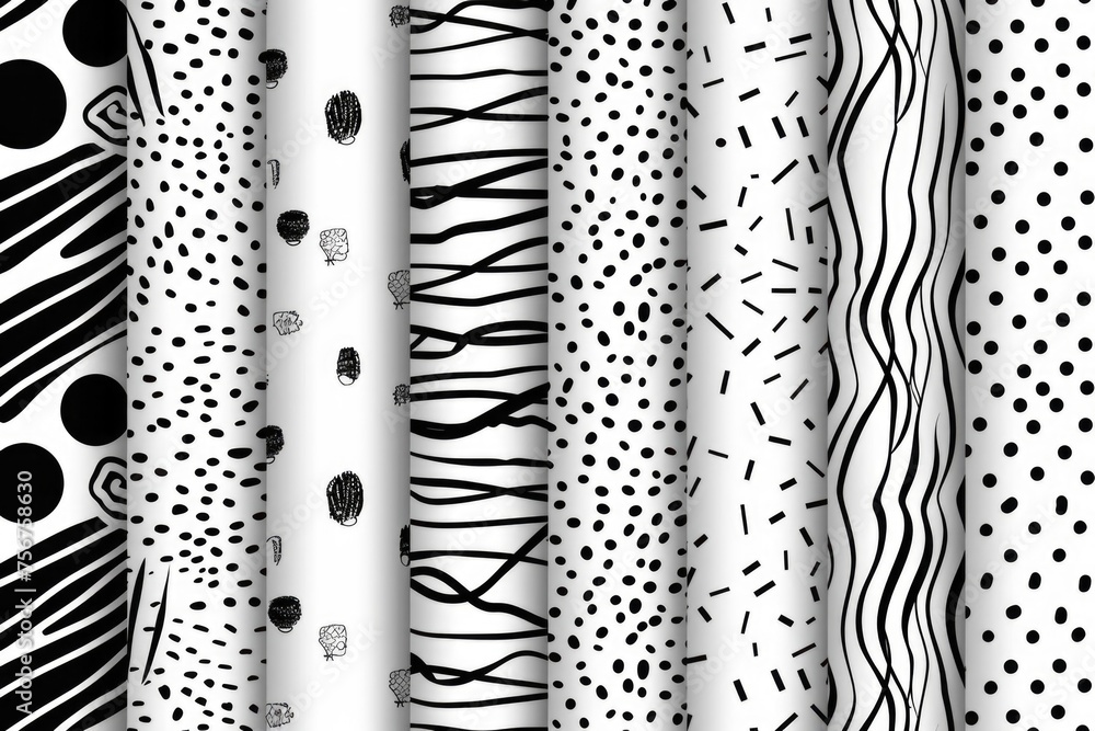 Poster A collection of four black and white pattern designs. Suitable for various design projects