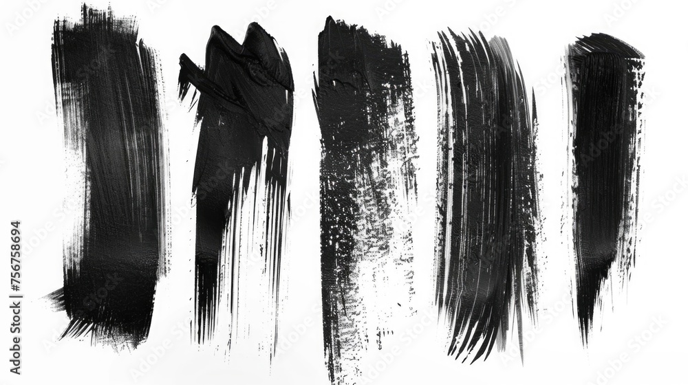 Poster abstract black paint strokes on a white background, suitable for various design projects