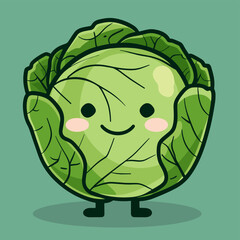 cute cabbage vegetable kawaii character icon vector illustration design.
