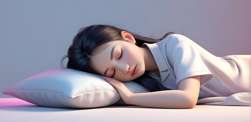 isolated on soft background with copy space sleeping girl concept