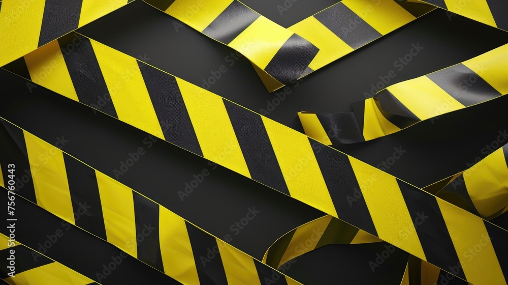 Poster detailed close up of a yellow and black striped ribbon. perfect for adding a pop of color to any des