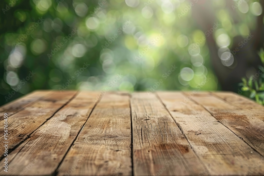 Aufkleber A simple wooden table with a blurred background. Suitable for various design projects
