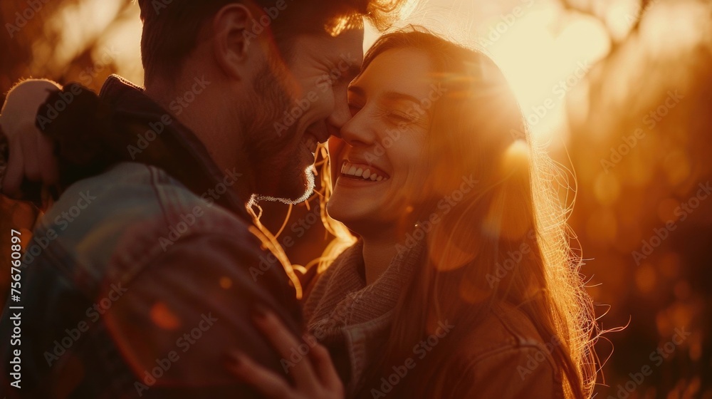 Poster a man and a woman smiling at each other. suitable for various concepts and designs