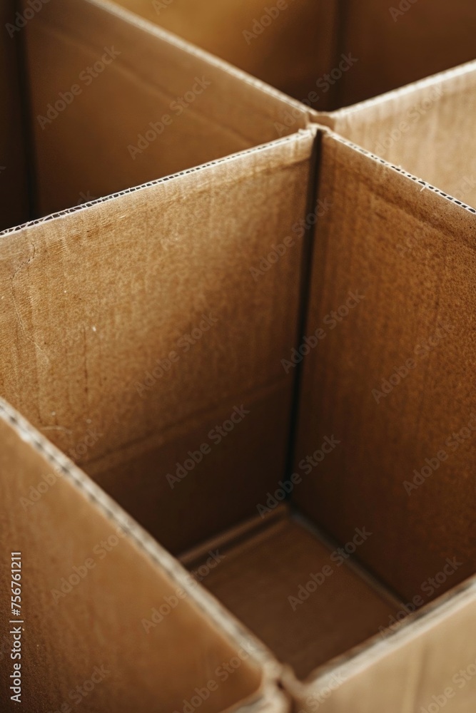 Aufkleber A detailed view of a cardboard box with one side open. Ideal for packaging or moving concepts