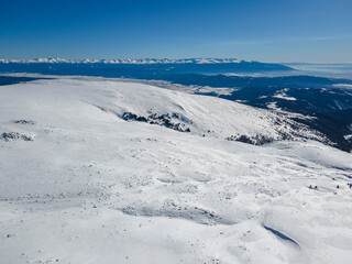 Aerial view of Vitosha Mountain near Cherni Vrah peak, Bulgaria