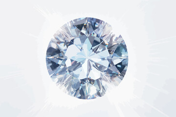 Big shiny princess cut diamond or gem. 3d illustration on white background