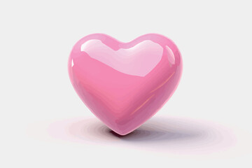 Obraz premium 3d realistic pink heart. Valentines day card. Vector illustration