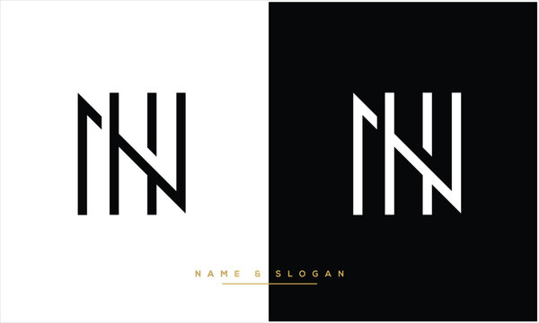 HN, NH, Abstract Letters Logo Monogram
