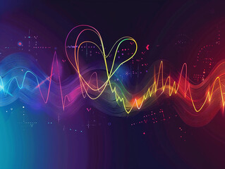 Vibrant color heart beat line concept  - obrazy, fototapety, plakaty