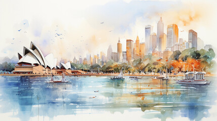 Fototapeta premium Watercolor style painting / sketch of sydney 