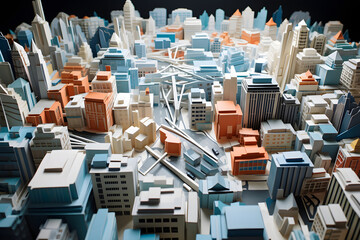 Paperstyle origami cty, paperrstyle city made from origami, origami city