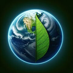 planète Terre et une feuille verte, écologie