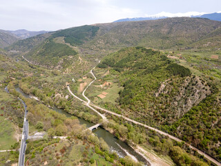 Fototapeta na wymiar Struma River passing through the Kresna Gorge, Bulgaria