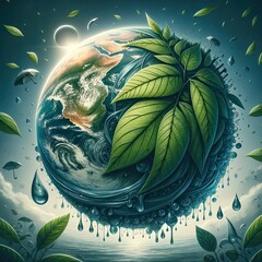 planète Terre et une feuille verte, écologie