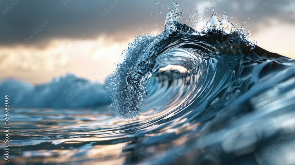 Poster detailed view of a wave in the ocean. perfect for nature backgrounds