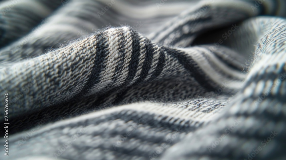 Poster A close up of a blanket with a striped design. Perfect for home decor projects