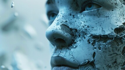 Close up of a person's face wearing a mask, suitable for healthcare concepts