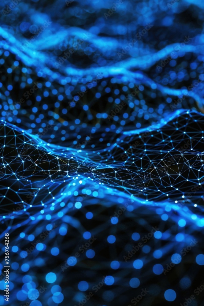 Poster Close-up of a blue background with glowing lights. Perfect for adding a touch of color to your design projects