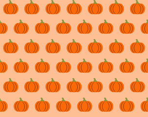 whole pumpkin flat style seamless background thanksgiving day vector illustration
