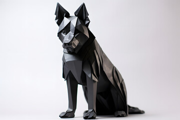 paperstyle origami dog with clean background, origami animal, paperstyle dog