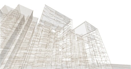 city ​​modern house modular facades 3d