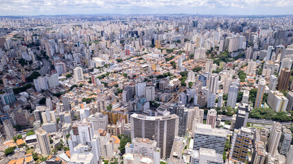 Aerial view of the city of São Paulo, SP, Brazil. Bela Vista neighborhood, in the city center