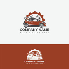 car logo vector on dark background with sports car outline logo design template