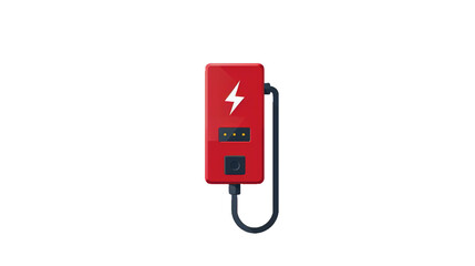 Flat design icon of electric vehicle charging station on transparent background