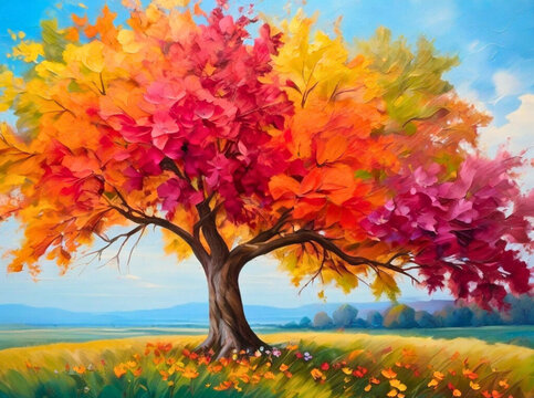 painting of a tree in autumn