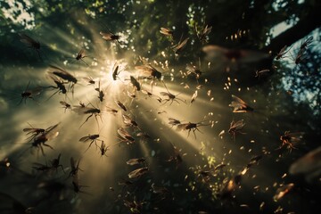 a swarm of flying insects 