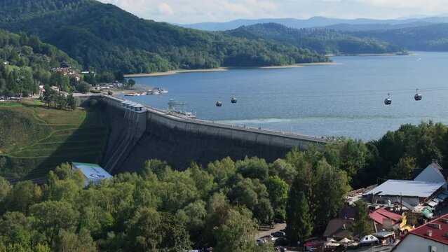 Landscape Gondola Station Dam Lake Solina Bieszczady Aerial View Poland
