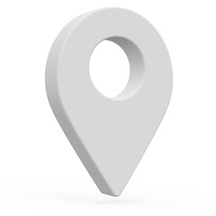 Grey Pointer Icon, Location symbol isolated on white, Gps, travel, navigation, place position concept, 3d illustration