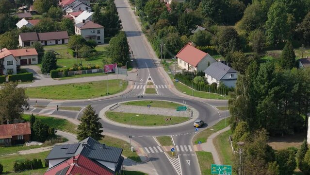 Beautiful Roundabout Oleszyce Aerial View Poland