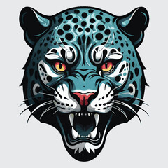 vector isolated head of  jaguar