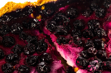 Cheesecake with black currants, background, close-up