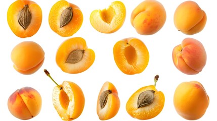 Collection of apricots isolated on white
