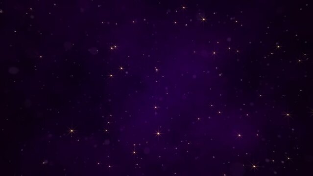 Shiny twinkling glittering golden stars and bokeh particles on a dark purple gradient. This elegant luxury awards background is full HD and a seamless loop.