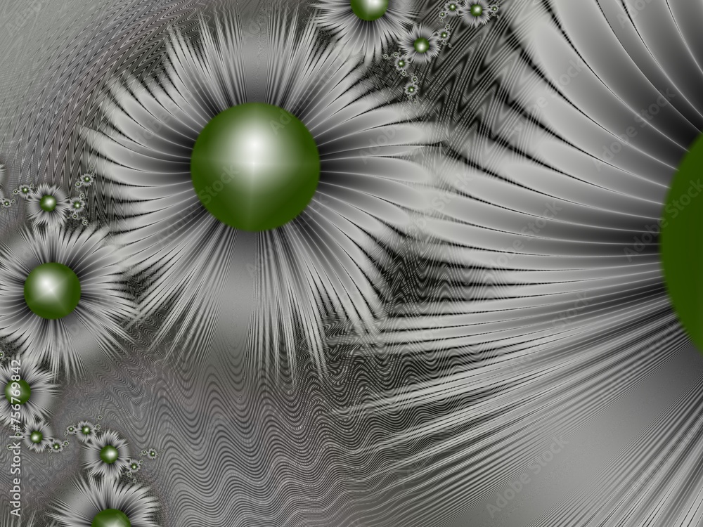 Poster fractal image with white flowers. template with a place to insert text. gentle background fractal il
