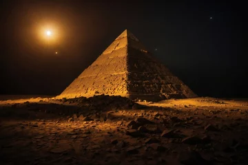 Foto op Canvas A pyramid is lit up by the moon and stars © SynchR