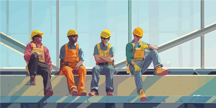 Five construction workers 