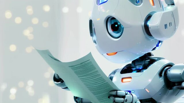 robot reading a document