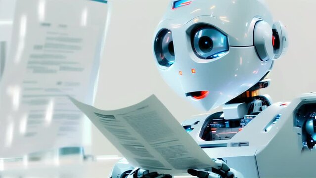 robot reading a document