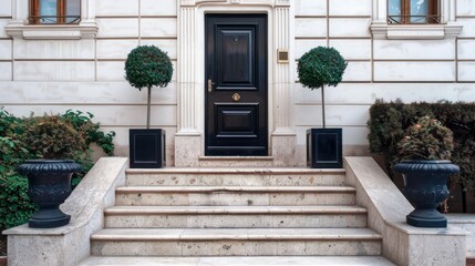 Contemporary charm of the front door by reflecting architectural details such as flowing lines, minimalist design and contemporary materials to convey a sense of sophistication and elegance.