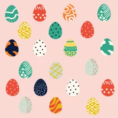 Meubelstickers Easter holiday, Easter vector eggs and bunnies © Stanislav