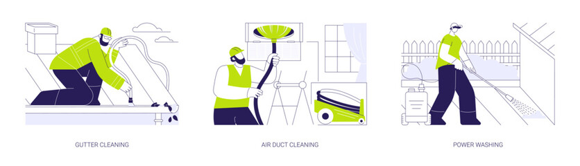 Property cleaning services abstract concept vector illustrations.