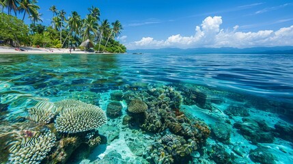 Naklejka na ściany i meble coral reef in the island sea